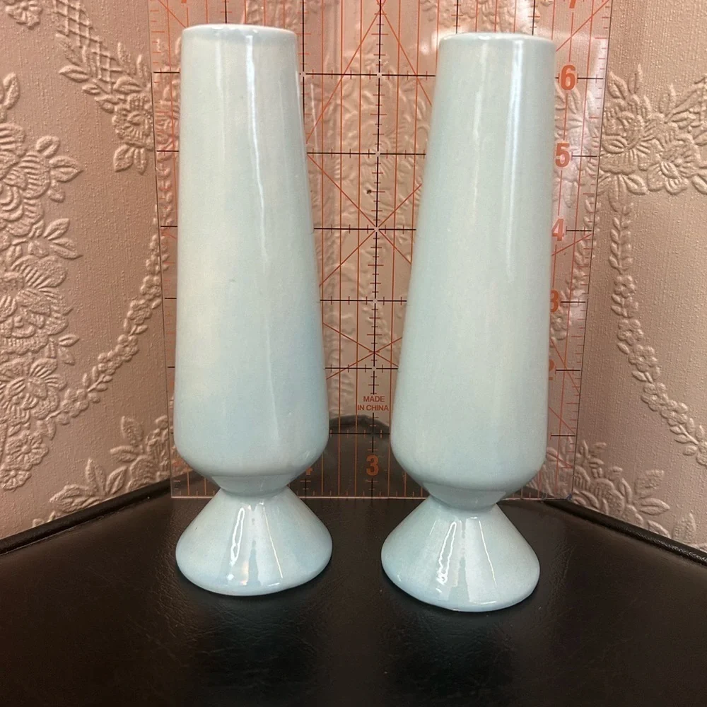 Vintage Pottery Vases MCM baby blue great condition - Picture 2 of 4